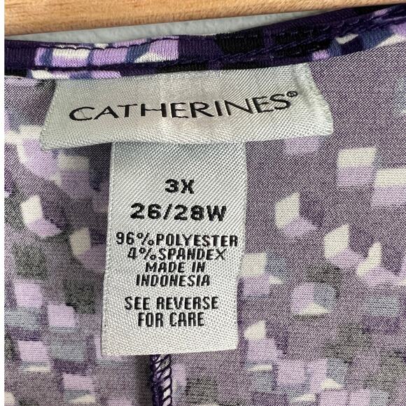 Catherines Women's 3X Plus‎ Purple Geometric Faux Wrap Dress Party Cocktail Knit - Picture 4 of 9